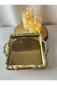 GÜMÜŞ SALKIM KULP GOLD TASARIM KAHVE SUNUM TEPSİSi SETİ 2 KİŞİLİK 2 ADET